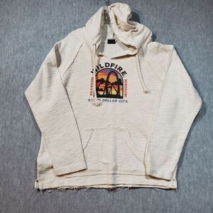 MV Sport Hoodie Women Large Cream Distressed Branson Silver Dollar City Pullover